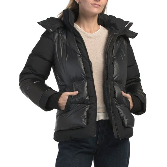 PAJAR Black Saturnmid Length Channel Quilted Puffer Jacket With Removable Hood - Picture 1 of 2